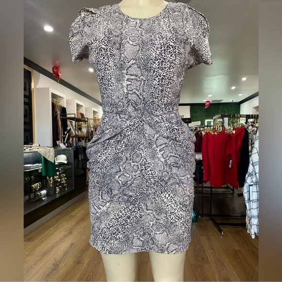 Guess Snakeskin Print Tulip Hem Dress - Picture 2 of 14